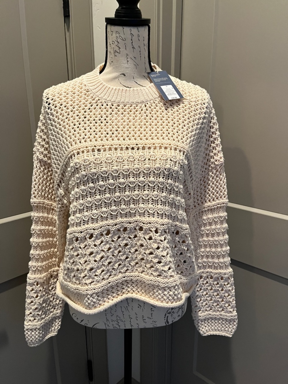 Universal Thread Cream Open-Knit Crew Sweater  - SMALL - NWT